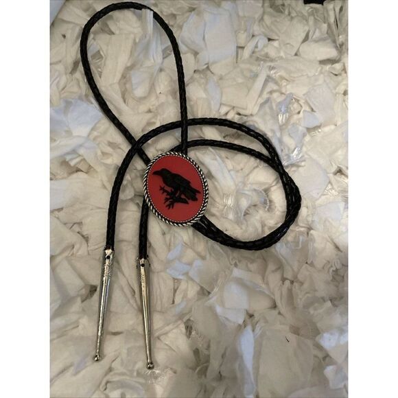 Steampunk Gothic Raven Black Crow  Xmas Bolo Lariat Tie Y Necklace Southwestern - Picture 8 of 11